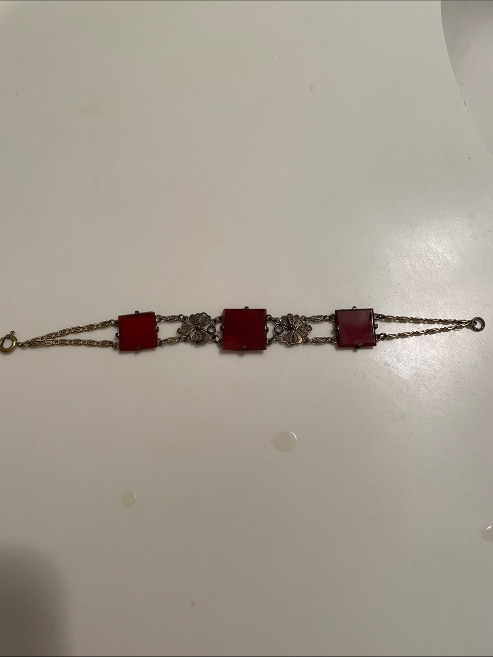 Antique carnelian and filigree bracelet. Not sure if the metal is gold